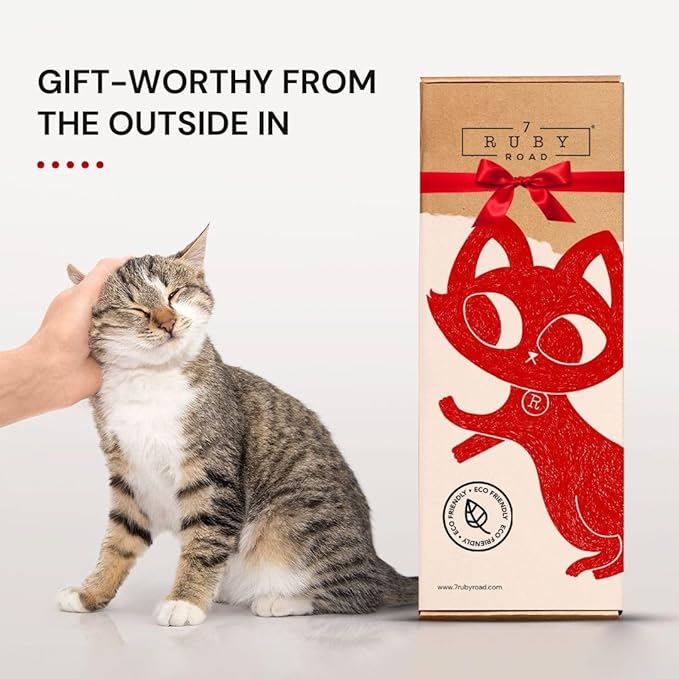 7 Ruby Road Large Cat Scratcher Wall Mounted - Refillable Sisal Scratch Pad - Cute Scratching Post for Indoor Cats and Kitten - Tall Vertical Mount - Modern Wooden Cat Wall Furniture and Scratchers