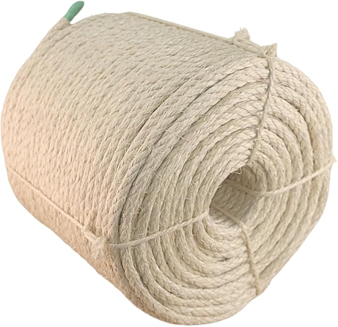 Premium Brazilian Sisal Rope, Natural Fiber 100% Sisal, Ultra Durable, Chemical-Free, Ideal for DIY, Cats, Scratching Post Replacement, Home Decor, Garden, Crafting (3/8” 600 ft / 9.5mm 180m)