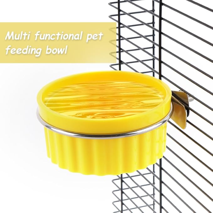 2 Pack Bird Detachable Bowl Plastic Food Cup Convenient Hanging Seed Water Feeder for Bird Parrot Canary Finch Parakeet Budgie Cockatiel Lovebird