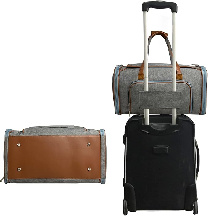 Mr. Peanut's Gold Series Big Apple XL Expandable Airline Approved Soft Sided Pet Carrier, Premium Brand Self Locking Zippers, Plush Faux Fleece Bedding with a Sturdy Plywood Base (Platinum Gray)