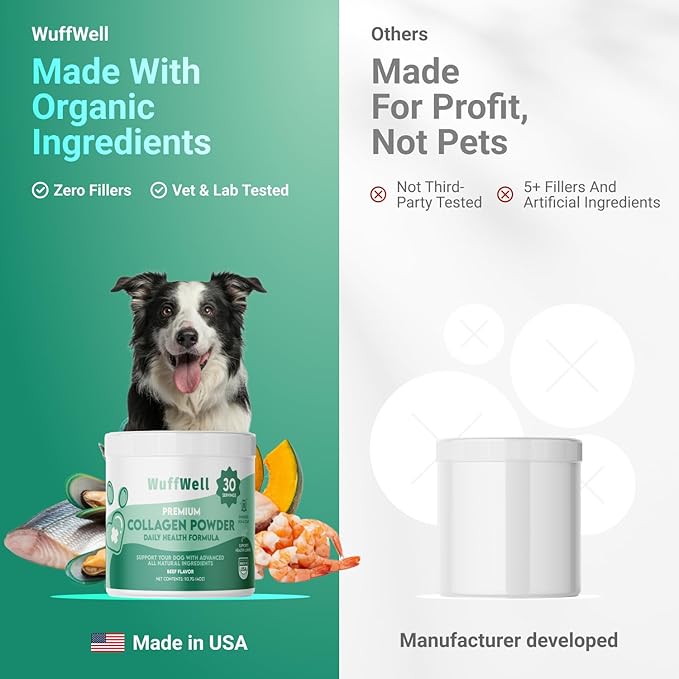 Daily Collagen for Dogs - Boosts Muscle Health & Overall Stamina - Premium All Natural Ingredients Dog Collagen Powder - Supports Mobility and Flexibility, Easy to Mix Powder, Made in USA