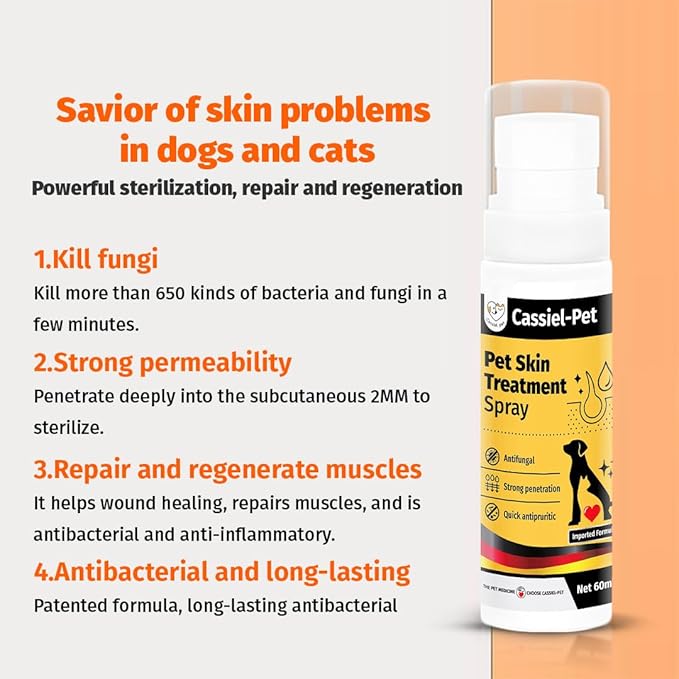 Hot Spot Spray Treatment, Wound Care & Itch Relief Spray for Dogs and Cats, Relives Scratching, Itchy Skin and Paw Licking, for All Animals, 2.02oz