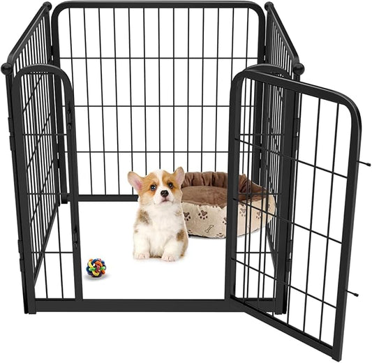 FXW Homeplus Unleashed Indoor Dog Playpen - Stress-Free and Safe Play, Heavy Duty 24 Inch 4 Wire Panels Dog Pen for Puppy and Small Dogs, Black│Patented