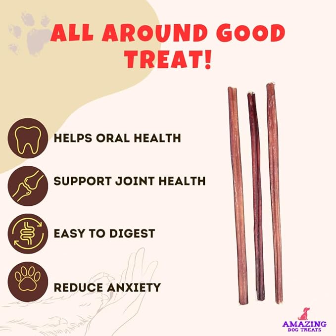 Amazing Dog Treats - Bully Sticks for Small Dogs (12 Inch Small- 30 Count) - Premium Thin Junior Bully Sticks for Dogs