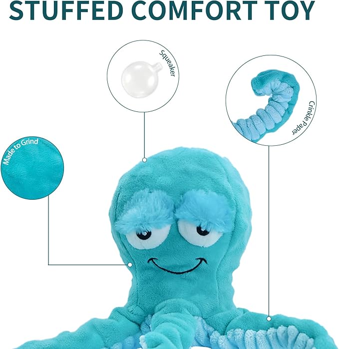 Octopus Dog Toys - Large Squeaky, Tug of War, Interactive Plush Toys for Small, Medium Puppies - Training Aid, Boredom Reducer