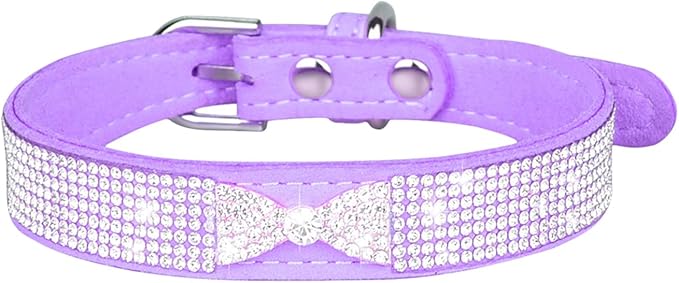 Cute Dog Collar with Bling Rhinestone, Fancy Crystal Diamond Glitter Pretty Jewel Soft Cat Collars for Small Medium Large Breed Dogs Girl Female Pet Puppy Kitten Terrier (M, Purple4)