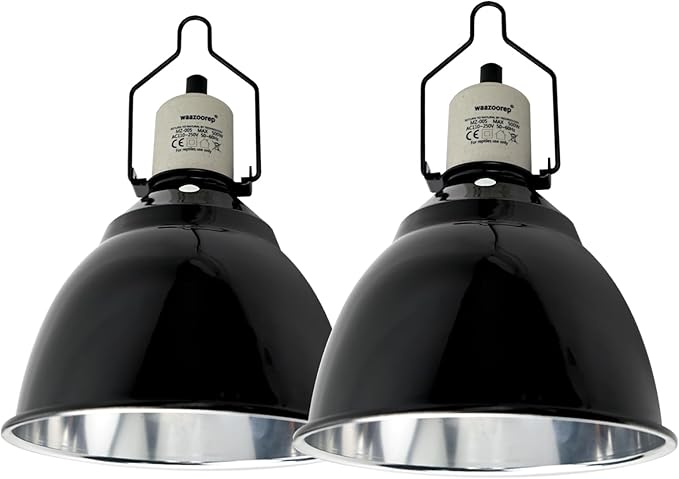 Reptile Light Fixture 2 Pack 7.5Inch Deep Dome Lamp Fixture,Optical Reflection Reptile Heat Lamp Bulb Lampshade for Bearded Dragon, Turtle, Snake and Lizard Terrarium