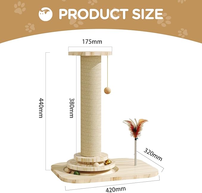 Cat Scratching Post, Scratching Post with Vertical Scratcher and Tracking Interactive Toy for Kittens