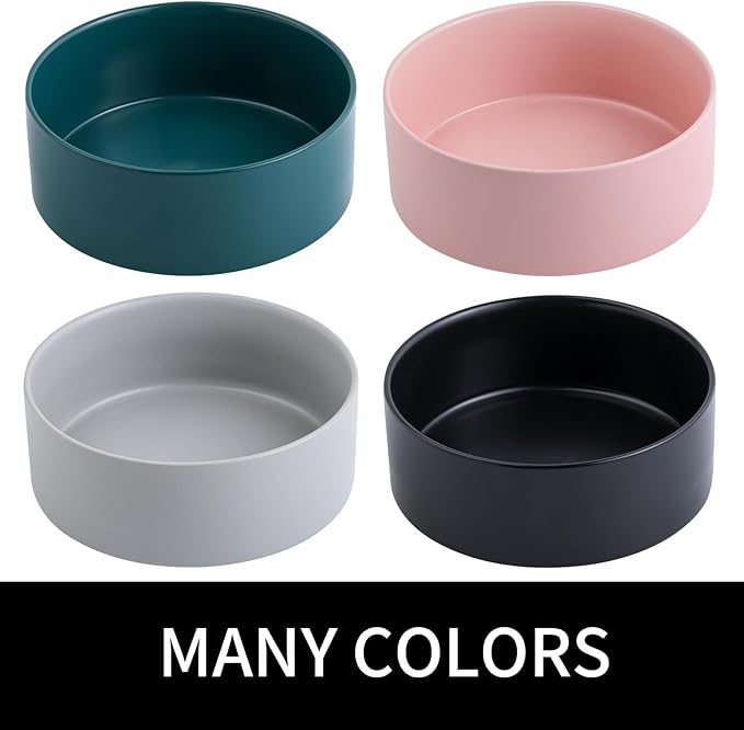 9.5in Pink Ceramic Dog Bowl for Large Huge Sized Dogs,Extra Large Non-Slip Weighted Dog Food Water Dish,Dubale Big Heavy Dog Bowl(2400ml)