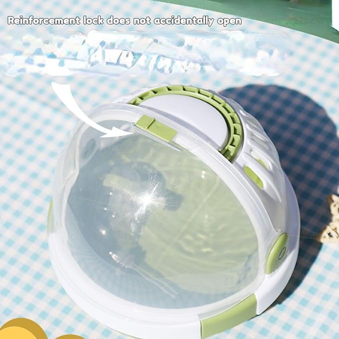 Hamster Carrier Cage with Lovely Cover and Chain Portable Cages Small Animals Carry Travel Case with Water Bottle Plastic Breathable Outgoing Cage for Dwarf Hamster Guinea Pig (Blue)