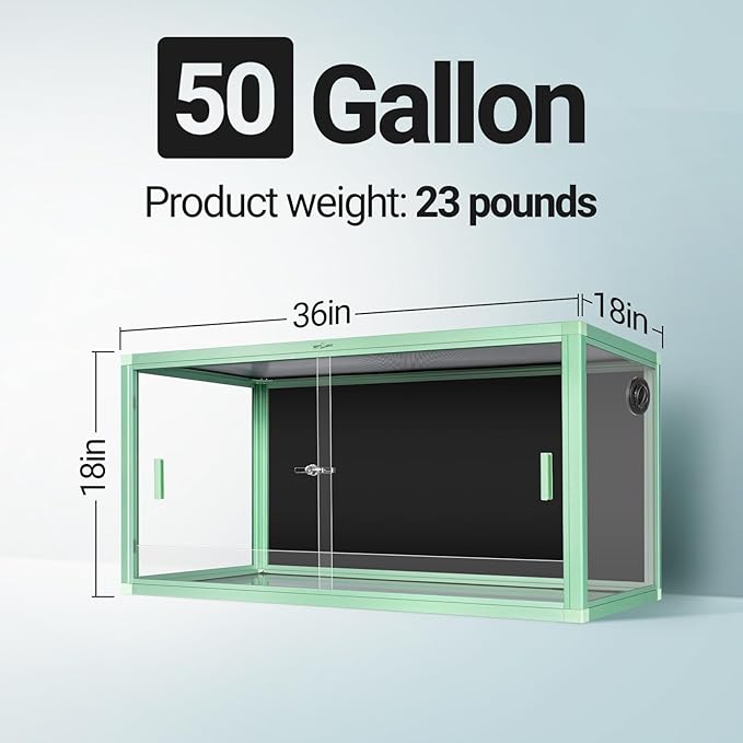 REPTI ZOO 50 Gallon Reptile Terrarium, 36" x 18" x 18" Light Weight Reptile Enclosure, Colored Reptiles Tank with Tempered Glass Door, Large Habitat for Bearded Dragon, Snake, Lizard, Gecko-Green