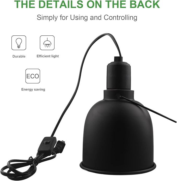 Aiicioo Reptile Light Fixture - Deep Light Dome 5.5Inch UVB Reptile Heat Lamp Reptile Light Fixture Max 100W Tortoise Leopard Gecko Snake Bearded Dragon