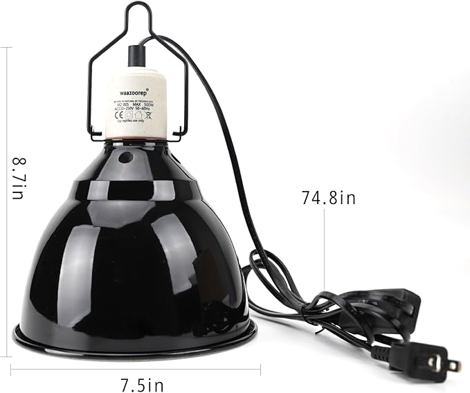Reptile Light Fixture 2 Pack 7.5Inch Deep Dome Lamp Fixture,Optical Reflection Reptile Heat Lamp Bulb Lampshade for Bearded Dragon, Turtle, Snake and Lizard Terrarium