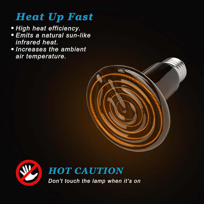 150W Ceramic Heat Emitter for E26 Reptile Heat Lamp, 2-Pack No Light Emitting Light Bulbs, Basking Spot Heating Bulb for Turtle, Lizard, Snake, Beared Dragon, Amphibians, Pet Brooder Coop Chicken