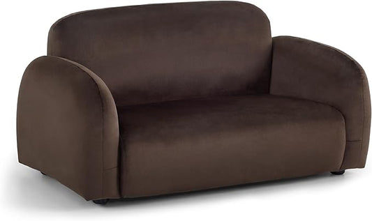 Lovupet Dog Couch with Rounded Corner Design and Anti-Slip Feet, Modern Pet Sofa for Small Medium Dogs, 5967 (Brown)