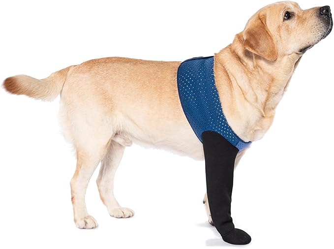 COODEO Dog Socks to Prevent Licking Paws, Healing Boots & Paw Protectors with Non-Slip Bottoms for Wound Protection, Waterproof Sleeve Shoes for Licking(Blue,2XL_Left