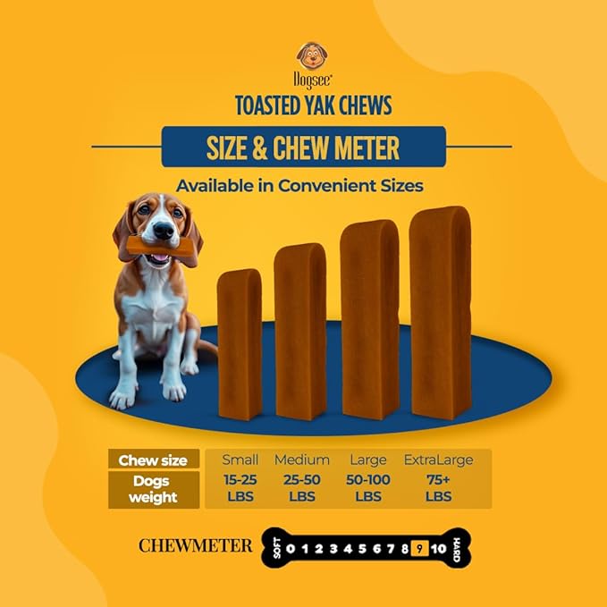 Dogsee Toasted Yak Cheese Himalayan Dog Chews (Medium - 3 Chews) | Extra Long-Lasting | Double Cooked for Extra Smoky Cheese Flavor | Rich in Protein & Calcium | Easy to Digest | for Cleaning Teeth