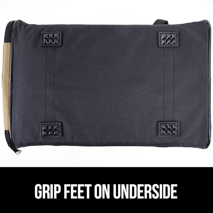 GORILLA GRIP Cat Carrier Travel Bag Up to 15 Lbs, Soft Collapsible Small Dog Carriers, Top and Side Entry Breathable Mesh, Grip Feet on Underside, Cozy Washable Waterproof Pad, Portable Kennel, Beige