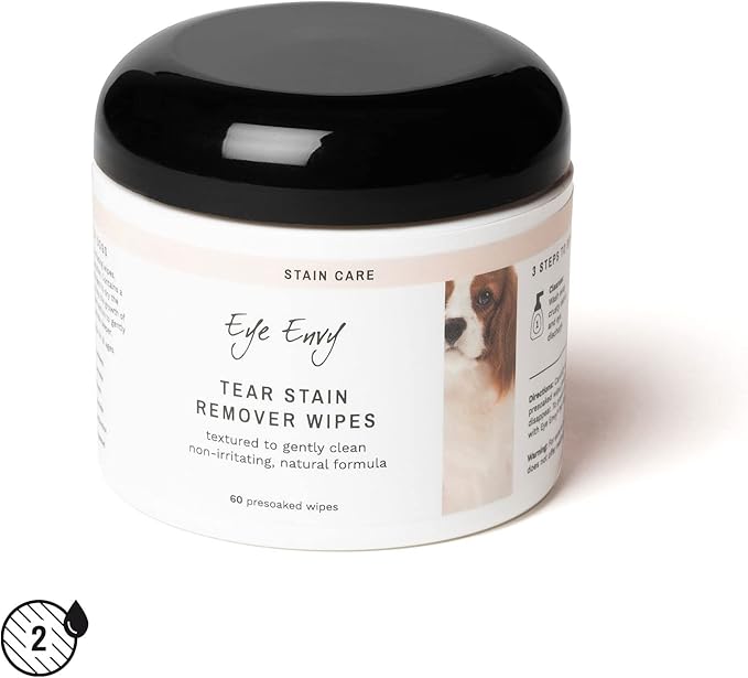 Eye Envy 3 Step Tear Stain Remover Kit for Dogs | Clean, Stain-Free Eyes in 7 Days | Contains: Cleanser 8.45 fl.oz, Wipes 60 Count and Powder 0.5oz | Non-irritating and Natural