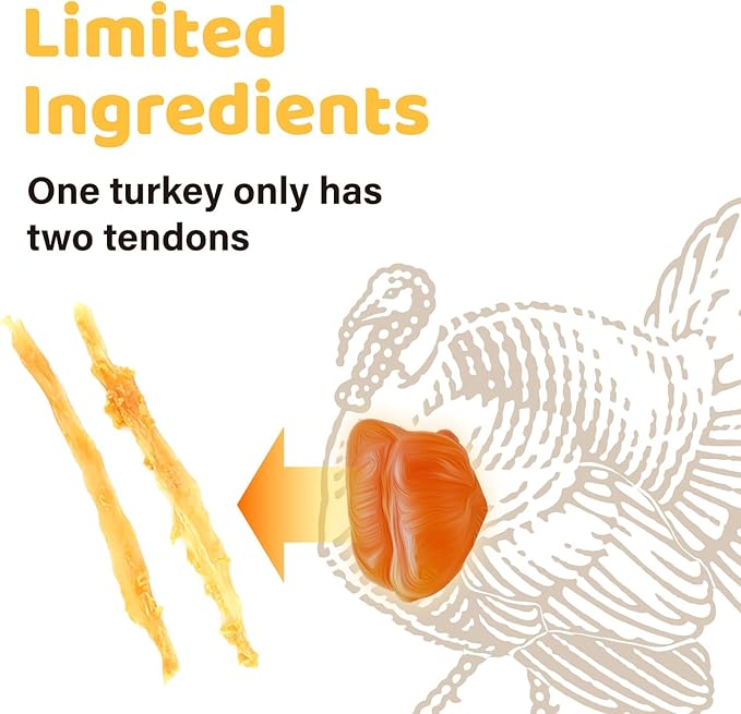 iPaw Turkey Tendon for Dogs, Ingredient Sourced from USA, Hypoallergenic, All Natural Human Grade Puppy Chew, Dog Treats for Signature Series, Rawhide Alternative, 10 Units/Bag Bone (Small)
