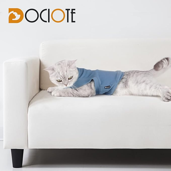 Dociote Soft Fleece Dog Sweatshirt - Warm Pet Sweaters Clothes for Small & Medium Dogs & Cats - Comfortable Winter Clothes for Cold Weather (Grey-Blue, S)