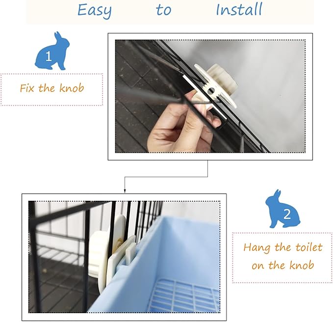 PINVNBY Extra Large Corner Litter Box for Rabbits, Guinea Pigs, Ferrets | 18.3" Fan-Shaped Potty Trainer with Anti-Spill Guard, Durable Plastic & Cage Clips | Easy-Clean Small Animal Toilet Pan (Blue)