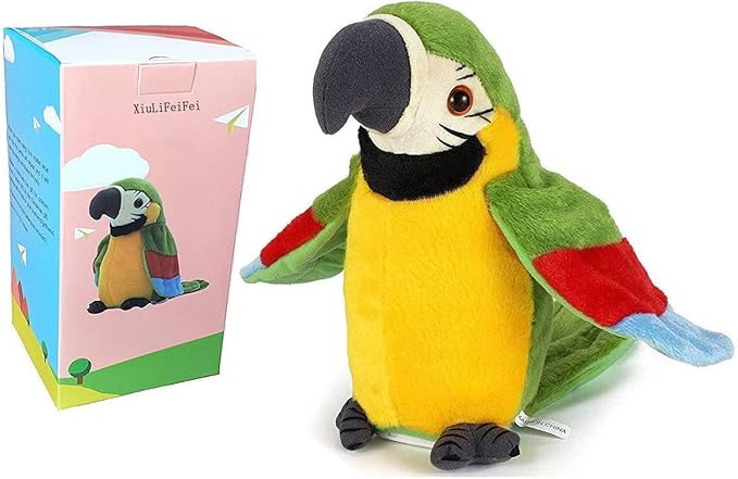 Talking Parrot - Repeats What You Say with Cute Voice - Electronic Pet Talking Plush Toy Parrot for Child Kids Gift Party Toys。