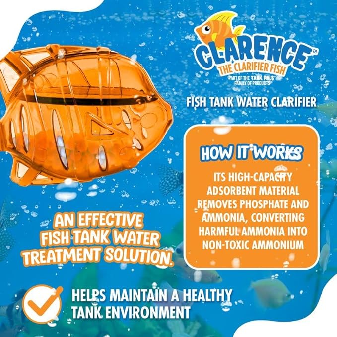 Aquarium Water Clarifier | Clear Cloudy Fish Tank Water Treatment, Safe for Freshwater & Saltwater Fish and Plants - Orange, 2 Pack