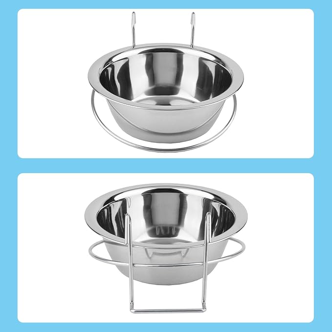 Hypeety Stainless Steel Food Water Cup with Bolt Hooks for Pet Bird Crates Cages Coop Dog Cat Parrot Bird Rabbit Pet (Small,11cm)