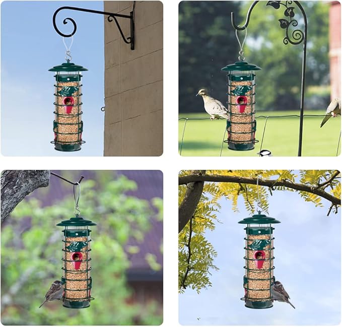 Bird Feeder for Outdoors Hanging,Squirrel Proof Bird Feeders, Metal Tube Bird Feeder-Chew-Proof, Weather and Water Resistant,2-Pound Seed Capacity