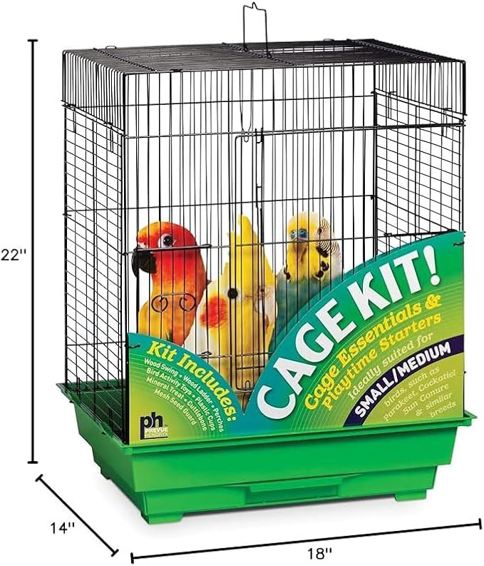 Prevue Hendryx 91321 Square Roof Bird Cage Kit, Black and Green, 5/8"