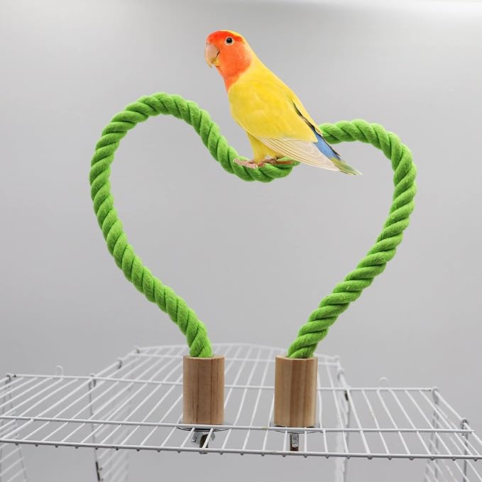 2 Pack Bird Hemp Rope Perch Swing, Bird Cage Stand Pole Accessories, Paw Grinding Standing Climbing Perch for Parrot, Parakeet, Budgies, Lovebirds(23.62"/60 cm)