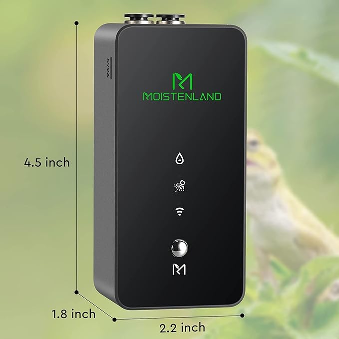 Moistenland WiFi Enabled Reptile Mister for Terrariums, Reptile Misting System for Snake Ball Python Tortoise Lizard Aquarium with 2 Adjustable Misting Nozzles