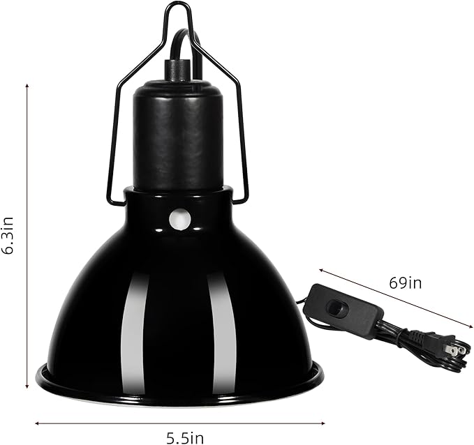 5.5 inch Dome Reptile Light Fixture Reptile Heat Lamp UVB Light Fixture for Bearded Dragon, Lizard, Hermit Crab, Turtle Tank and Terrarium(Max 100W)