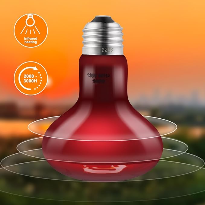 2 Pack 100W Reptile Heat Lamp Bulbs Reptile Heat Bulbs, UVA Basking Bulb and Infrared Light Bulb Combo, Basking Light for Bearded Dragon, Turtles, Snake and Lizard