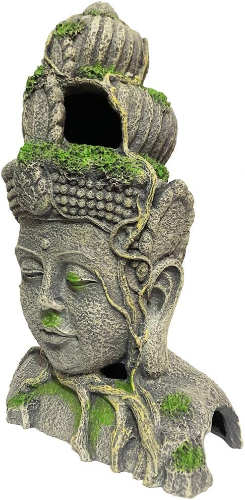 SLOCME Aquarium Buddha Head Statue Decorations - Aquarium Buddha Ornament Fish Tank Zen Decorations