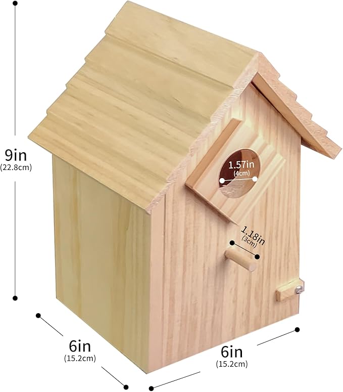 Wood Bird Houses for Outside, No Assembly Required, Bluebird Houses for Outside, Hummingbird Houses for Outside, Easy to Clean, Wooden Bird Houses with Perches for Bluebirds, Hummingbirds, Wrens