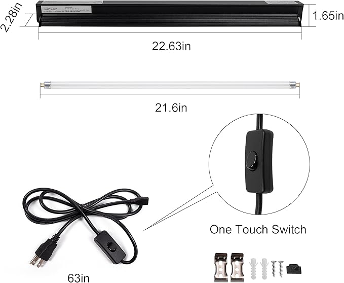 UVB Reptile Light Kit, 24W T5 Lamp Fixture and 10.0 UVB Tube Combo, Linear Lighting Bar for Desert Dwelling Reptiles, Bearded Dragon, Chameleon, Gecko, Lizards, Tortoises, Turtles, Snake