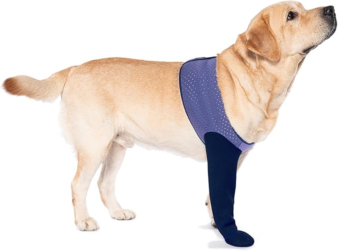 COODEO Dog Socks to Prevent Licking Paws, Healing Boots & Paw Protectors with Non-Slip Bottoms for Wound Protection, Waterproof Sleeve Shoes for Licking(Purple,3XL_Right