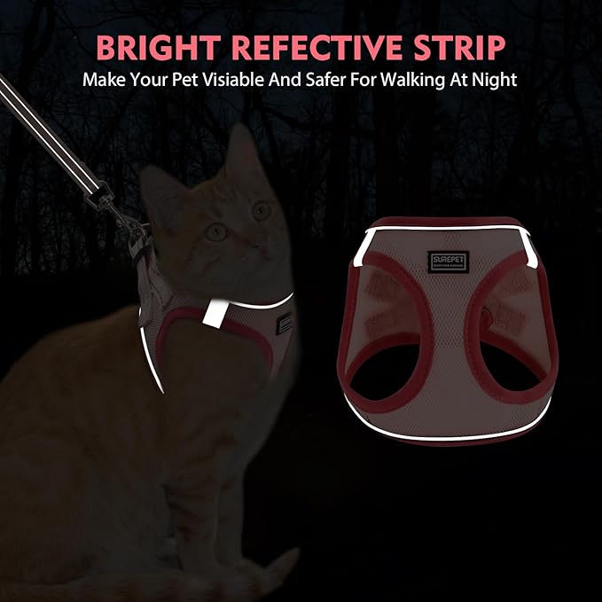 Cat Harness and Leash Set, Soft and Breathable Vest with Reflective Strip, Escape Proof Kitten Harness, Easy to Wear for Cats Walking and Traveling (Orange, XS)