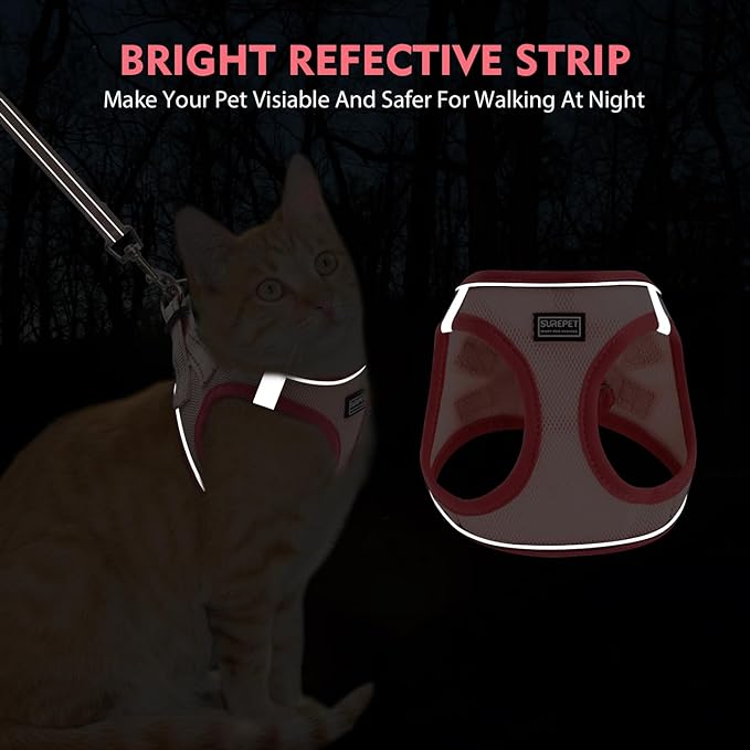 Cat Harness and Leash Set, Soft and Breathable Vest with Reflective Strip, Escape Proof Kitten Harness, Easy to Wear for Cats Walking and Traveling (Blue, S)