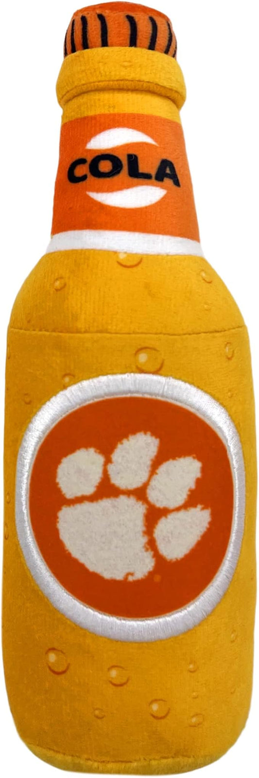 NCAA Clemson Tigers Beer Bottle Plush Dog & CAT Squeak Toy- Cutest Stadium SODA Bottle Snack Plush Toy for Dogs & Cats with Inner Squeaker & Beautiful Football/Basketball Team Name/Logo