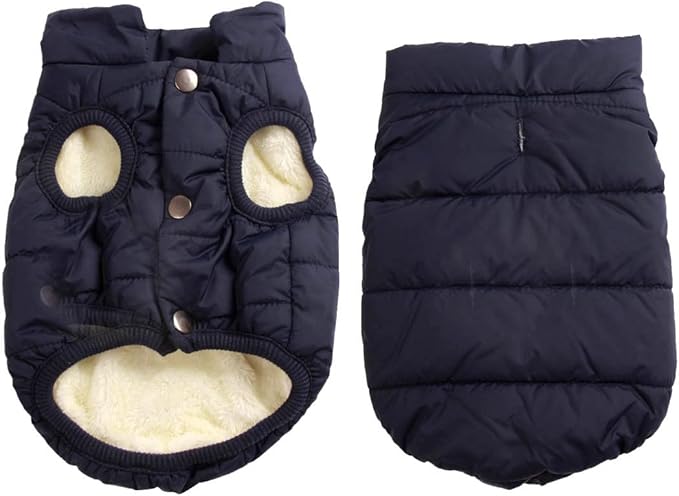 2 Layers Fleece Lined Warm Dog Jacket for Winter Cold Weather,Soft Windproof Medium Dog Coat,Blue XL