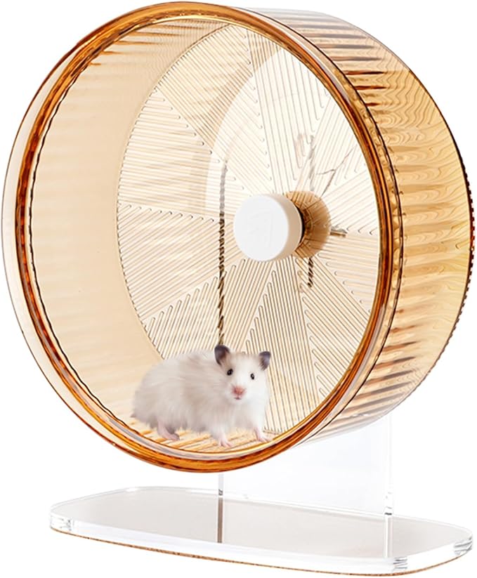Super-Silent Hamster Exercise Wheel: Silent Spin Toys Hamster Running Wheels with Height Adjustable Stand for Hamsters Gerbils Mice Or Other Small Animals -8.5inch Yellow