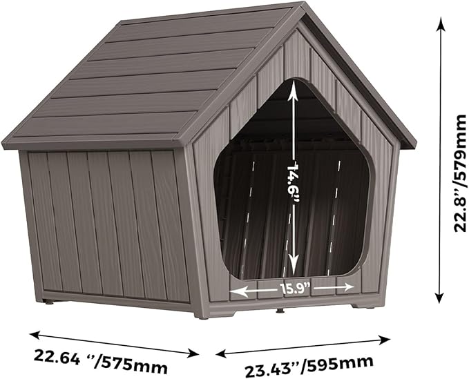 DRATO Dog House Indoor Outdoor - Weather-Resistant Resin Pet Shelter for Patio, Porch, Living Room