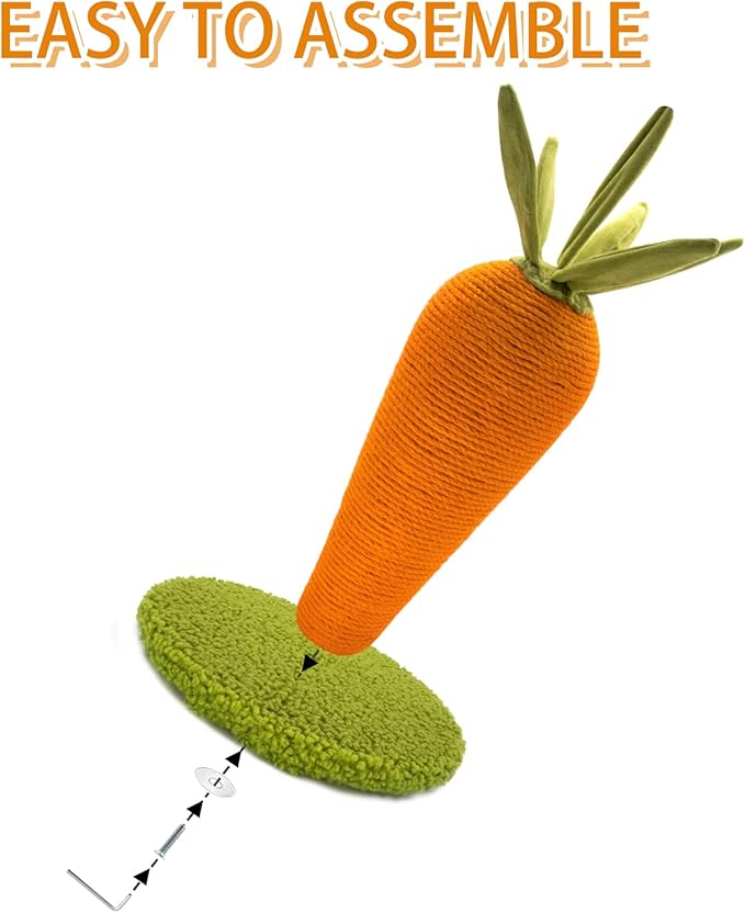 Carrot Cat Scratching Post, 17'' Cute and Fun Sisal Cat Scratcher for Indoor Cats and Kittens
