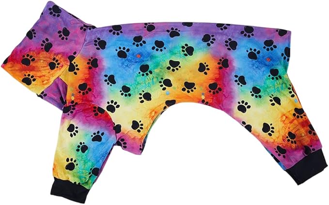 Cnkwei Dog Pajamas Medium Large Dog Paw Printed Greyhound Pajamas Jumpsuit Bodysuit Multi-Colored