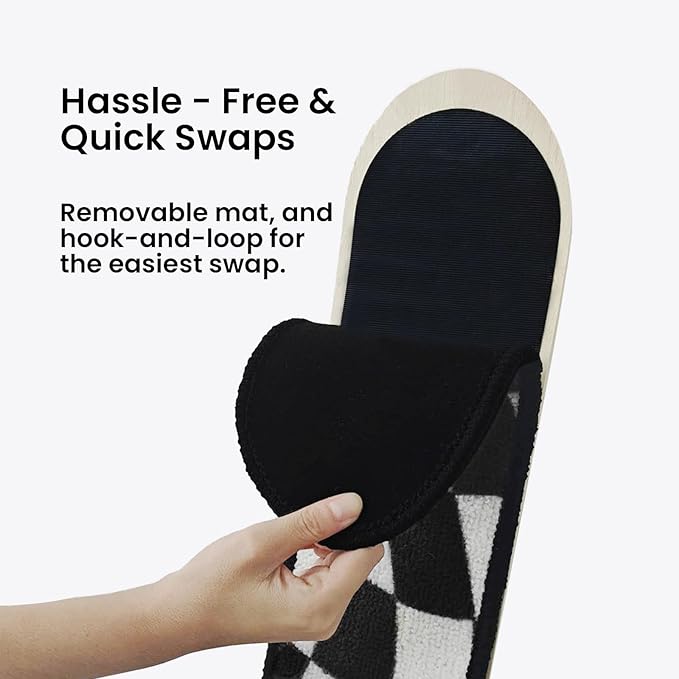 Wall Mounted Cat Scratching Board Skateboard Style (24"x6") - Reusable Wooden Board + Replaceable Cat Scratcher Map with Mounted Setup