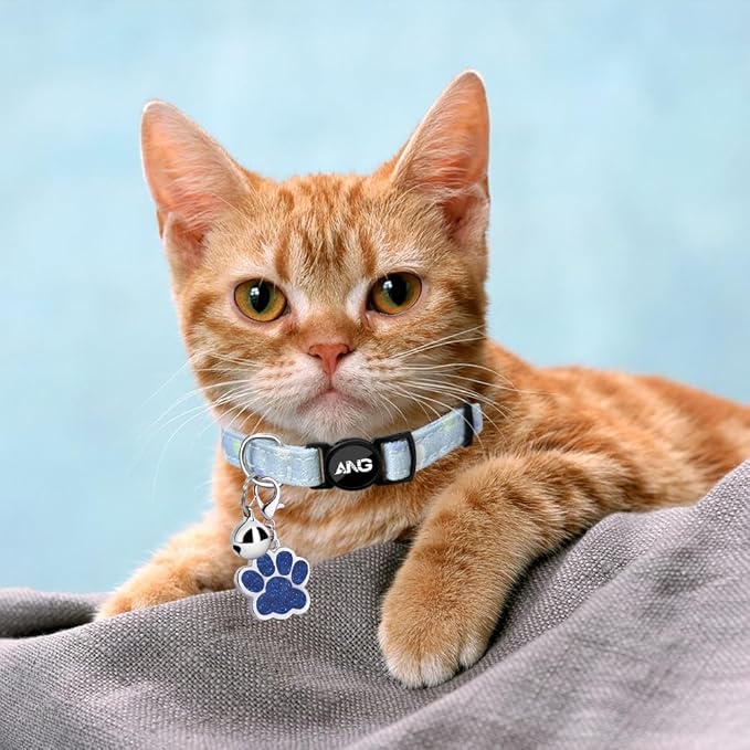 Personalized Breakaway Cat Collars - ID Tag, Bell, Bowtie - Safety Quick-Release, Customized for Girls & Boys Cats (Polka dot-Blue)