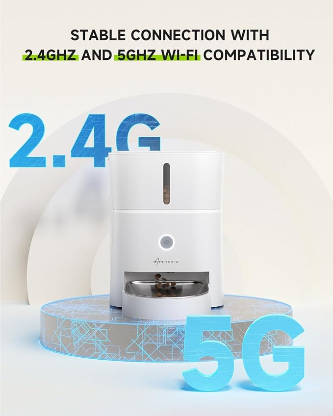Cat Water Fountain Stainless Steel 4.5L +3L Automatic Cat Feeder, 5G & 2.4G Wi-Fi Cat Food Dispenser Pet Feeder Set